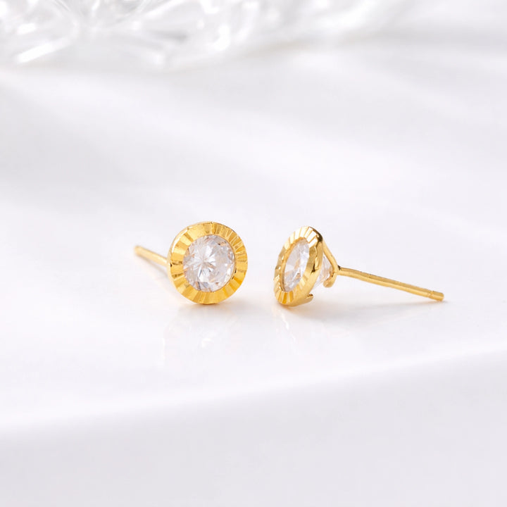 Dainty CZ Stud Earrings in Sterling Silver