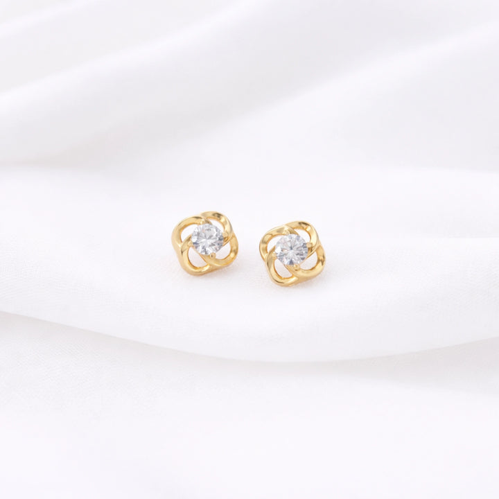 CZ Flower Stud Earrings in Sterling Silver