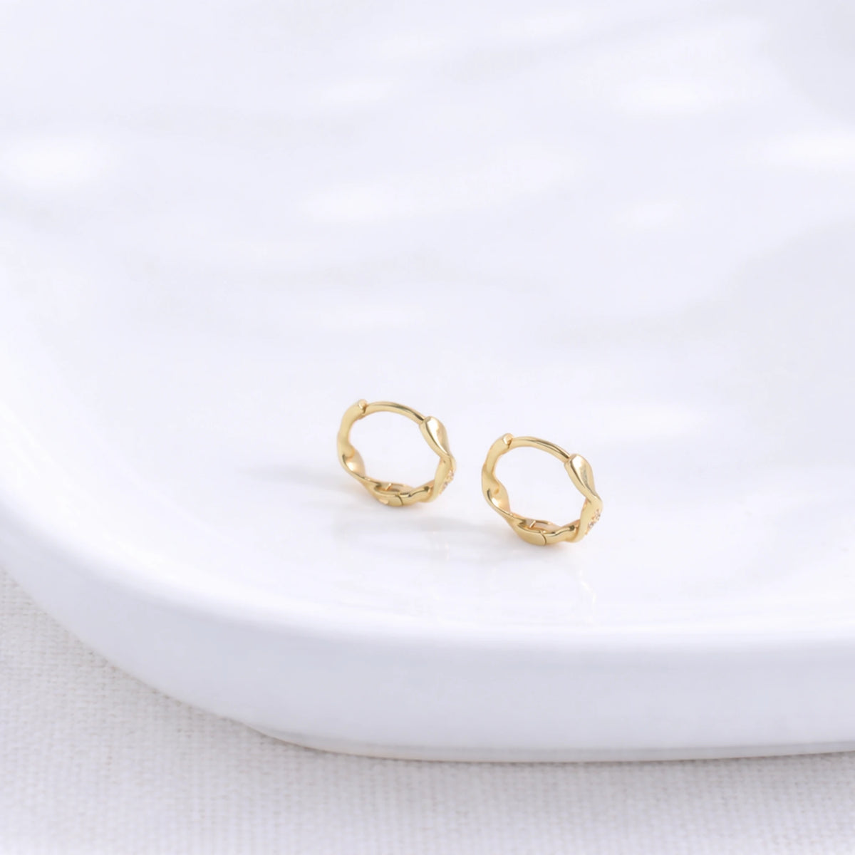 Sterling Silver CZ Huggie Hoop Earrings